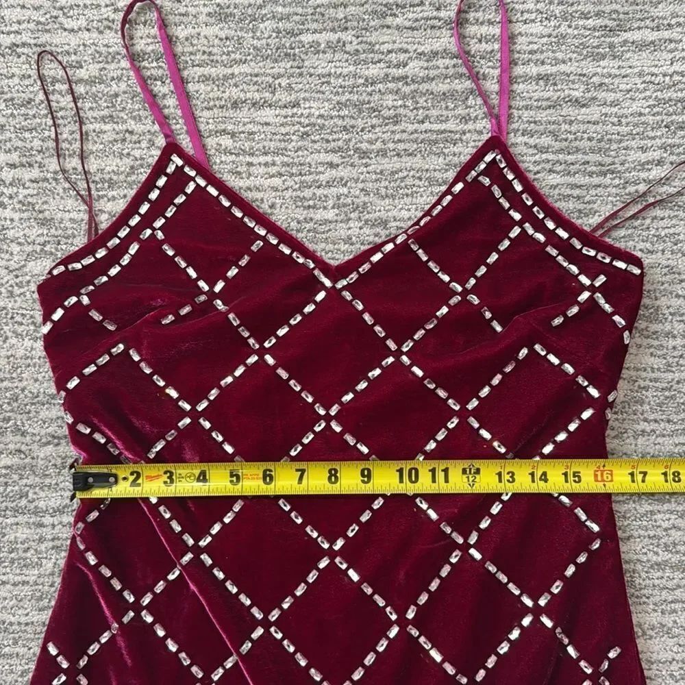 NWT Ramy Brook Omega Rhinestone Fuchsia Velvet Mini Dress Large - Picture 9 of 12